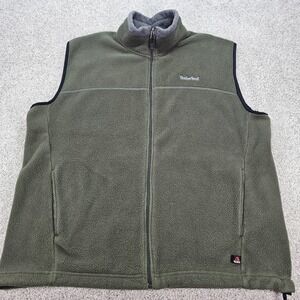 Timberland Weathergear Men's Fleece Vest Olive Green Full Zip Polartec Size XL
